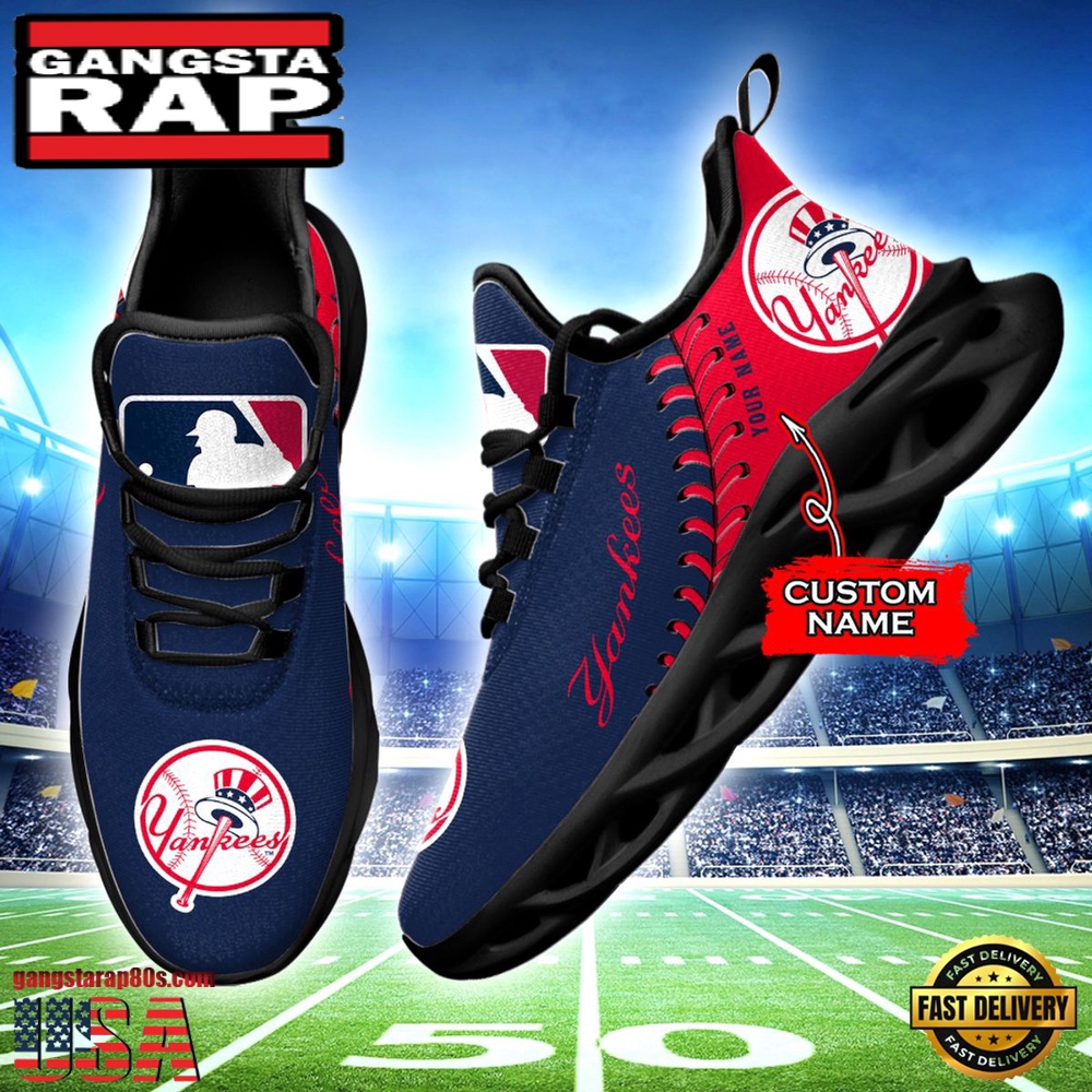 MLB New York Yankees Unique Design Custom Name Max Soul Shoes Running Sneakers