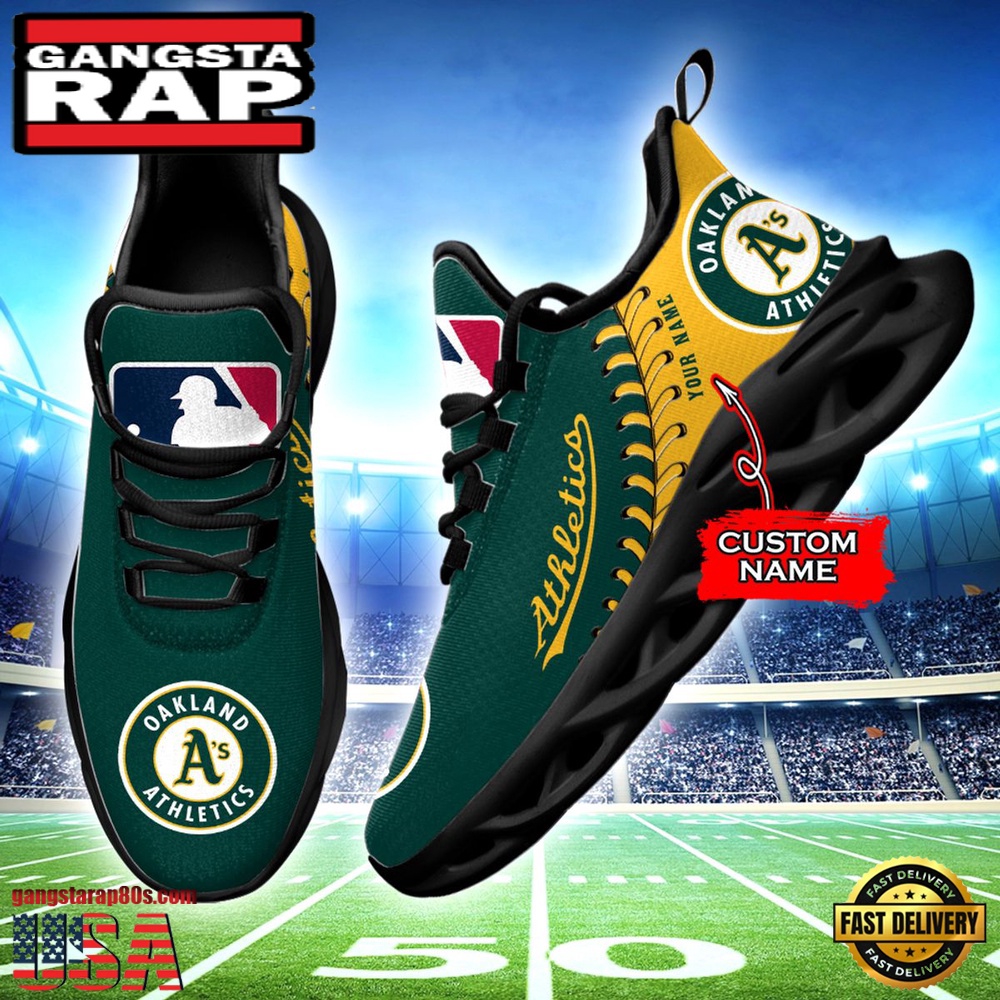 MLB Oakland Athletics Unique Design Custom Name Max Soul Shoes Running Sneakers