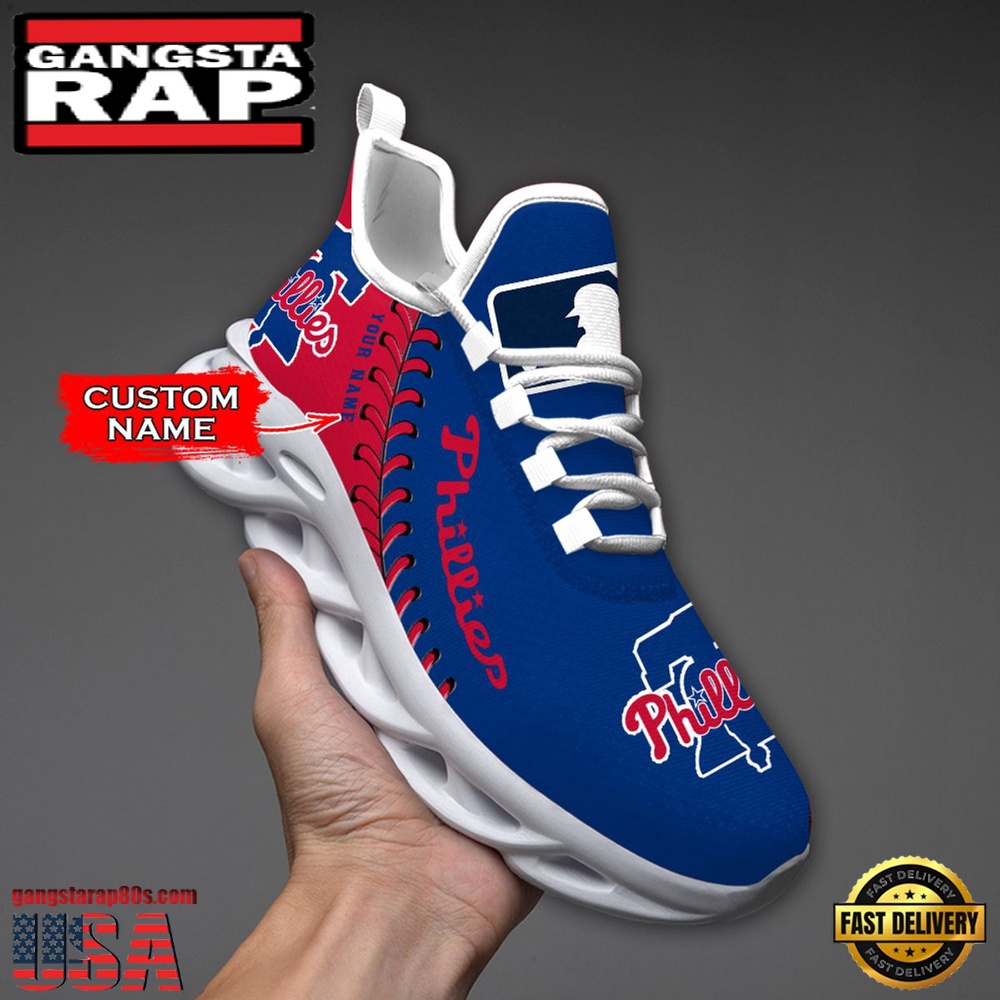 MLB Philadelphia Phillies Unique Design Custom Name Max Soul Shoes Running Sneakers