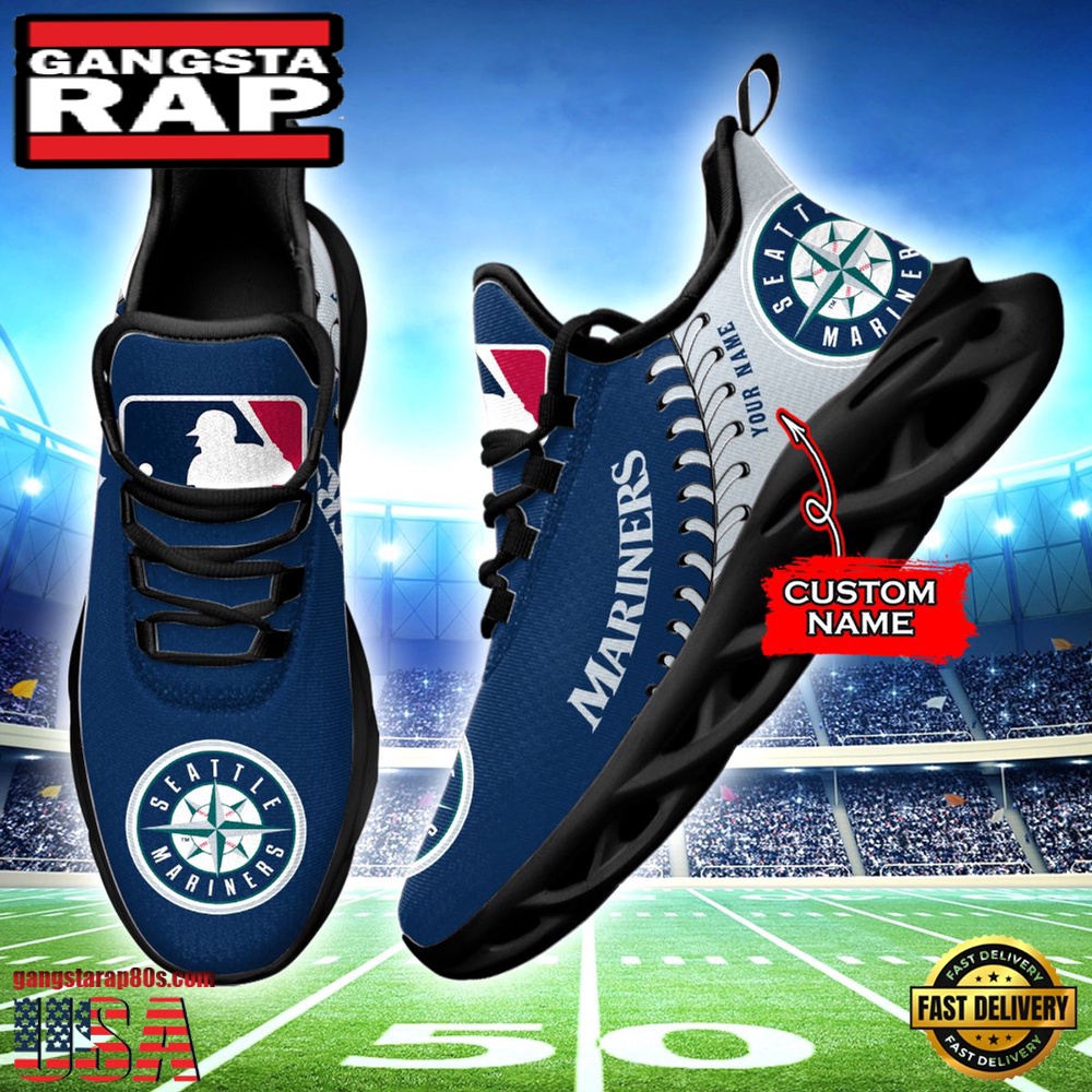 MLB Seattle Mariners Unique Design Custom Name Max Soul Shoes Running Sneakers