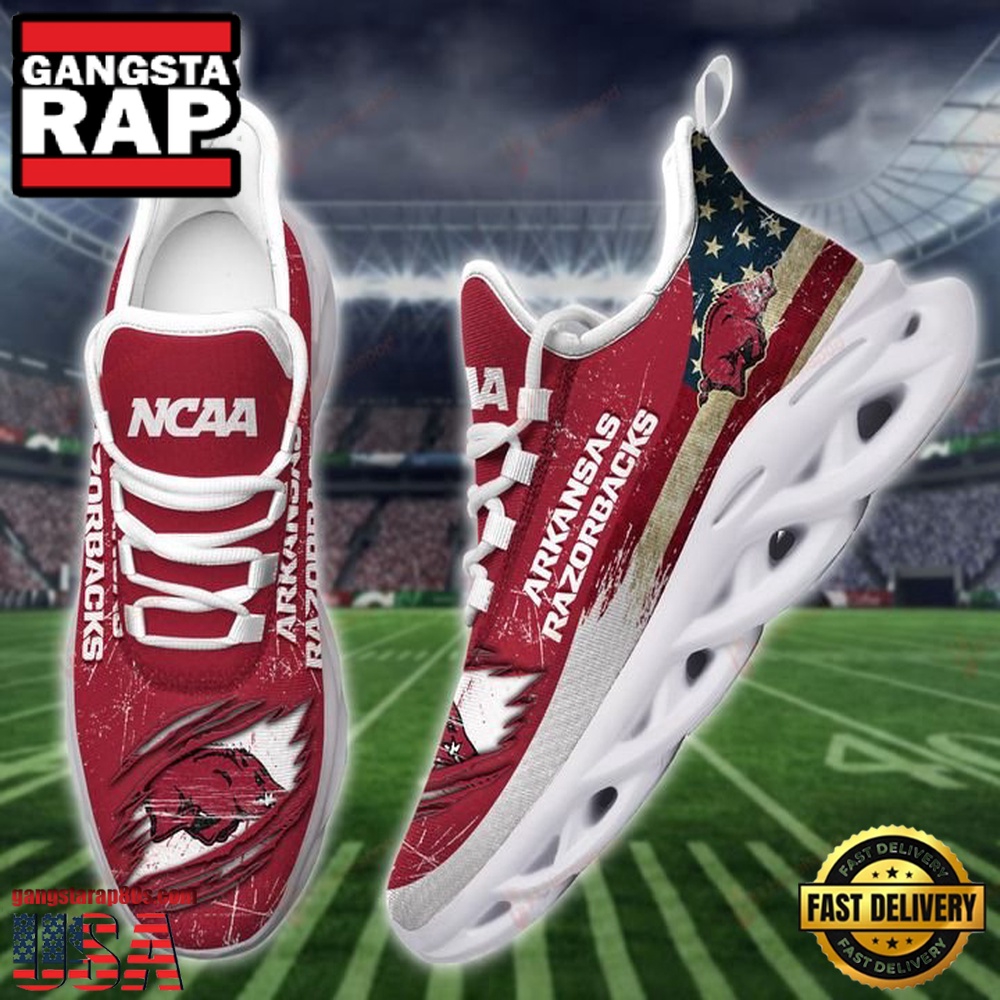 NCAA America Flag Arkansas Razorbacks Unique Design Max Soul Shoes Running Sneakers NCAA America Flag Arkansas Razorbacks Unique Design Max Soul Shoes Running Sneakers