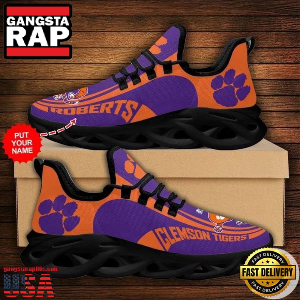 NCAA Custom Name Clemson Tigers Sneaker Unique Design Max Soul Shoes Running Sneakers NCAA Custom Name Clemson Tigers Sneaker Unique Design Max Soul Shoes Running Sneakers