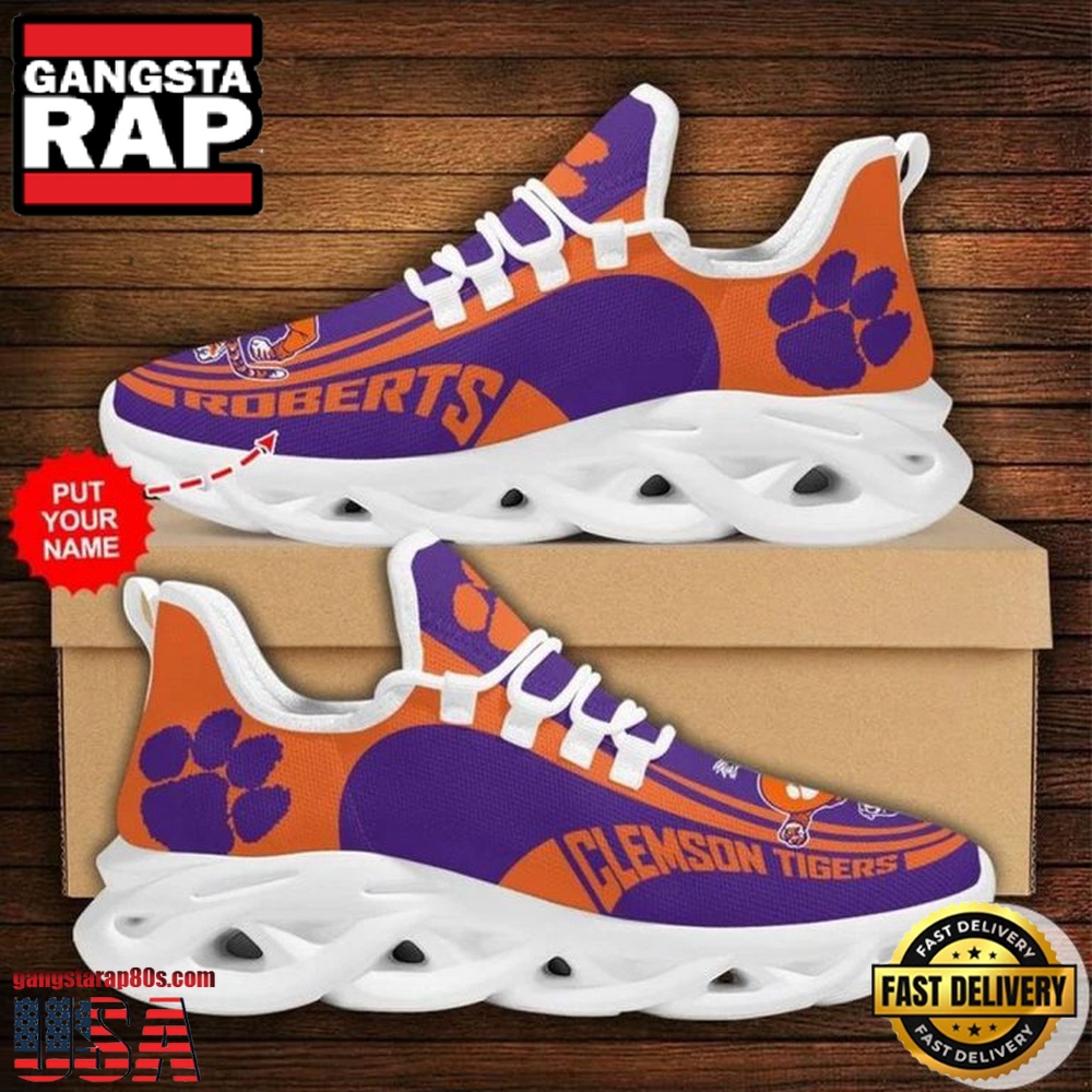 NCAA Custom Name Clemson Tigers Sneaker Unique Design Max Soul Shoes Running Sneakers NCAA Custom Name Clemson Tigers Sneaker Unique Design Max Soul Shoes Running Sneakers