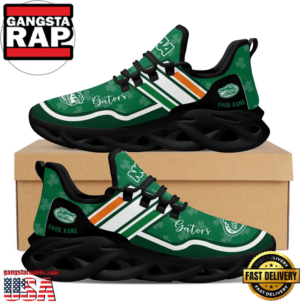 NCAA Custom Name Florida Gators Logo Saint Patrick'S Day Unique Design Max Soul Shoes Running Sneakers NCAA Custom Name Florida Gators Logo Saint Patrick'S Day Unique Design Max Soul Shoes Running Sneakers