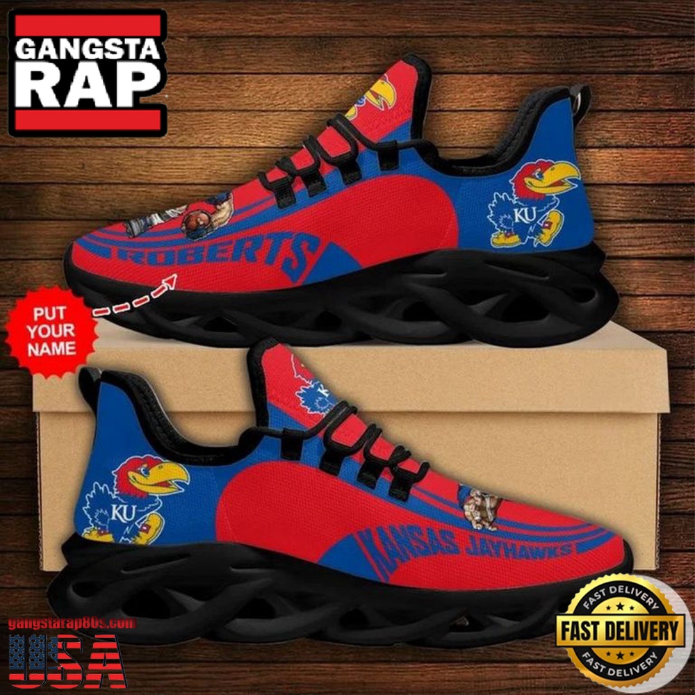 NCAA Custom Name Kansas Jayhawks Sneaker Unique Design Max Soul Shoes Running Sneakers