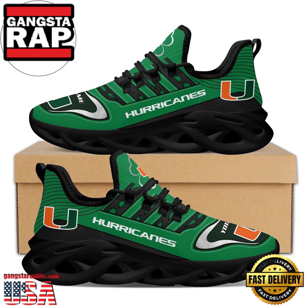 NCAA Custom Name Miami Hurricanes Saint Patrick'S Day Unique Design Max Soul Shoes Running Sneakers