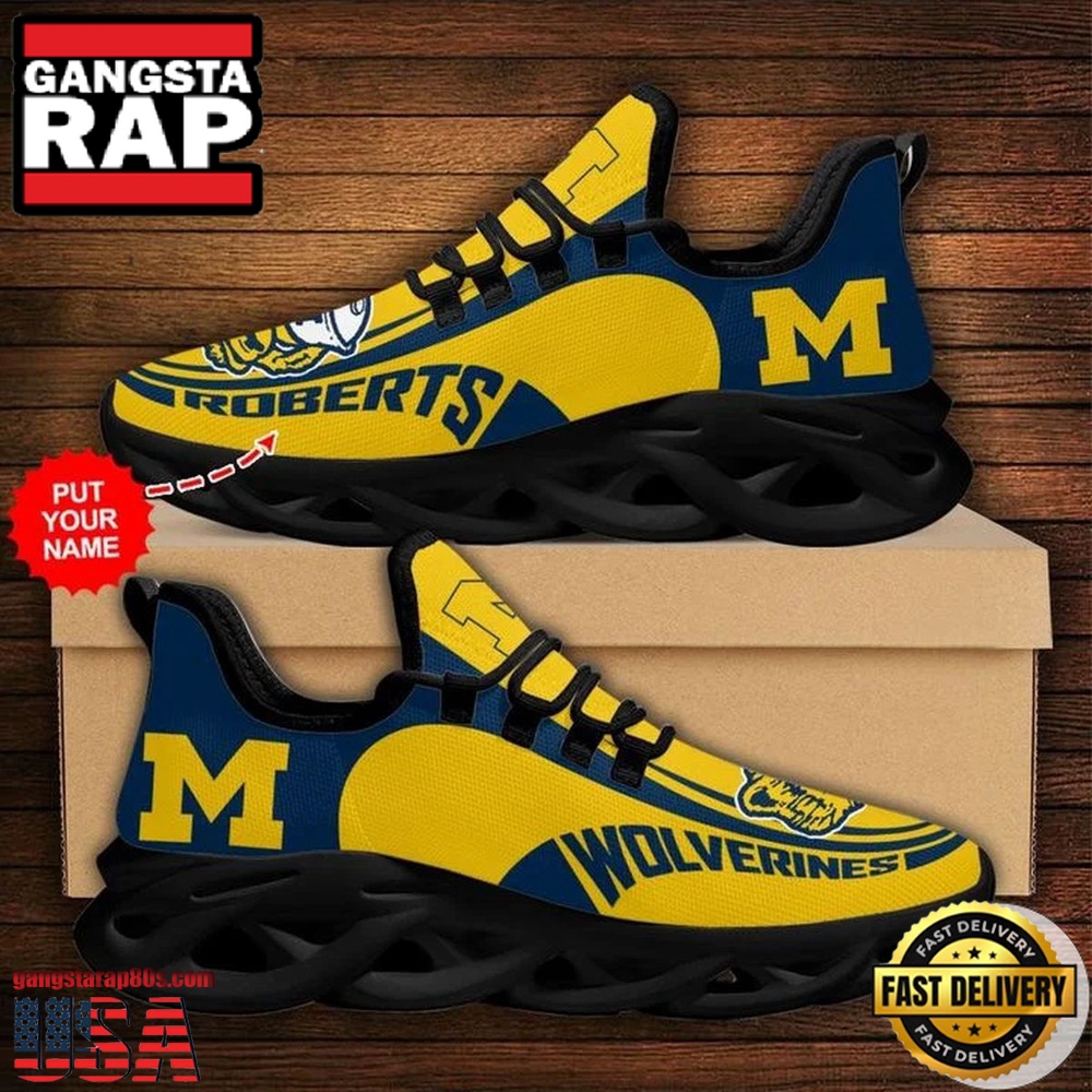 NCAA Custom Name Michigan Wolverines Sneaker Unique Design Max Soul Shoes Running Sneakers NCAA Custom Name Michigan Wolverines Sneaker Unique Design Max Soul Shoes Running Sneakers