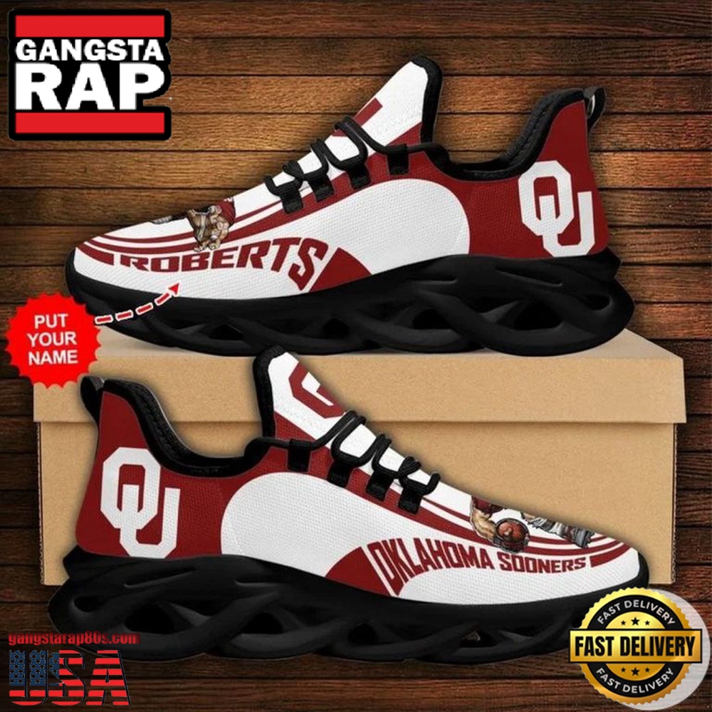 NCAA Custom Name Oklahoma Sooners Sneaker Unique Design Max Soul Shoes Running Sneakers