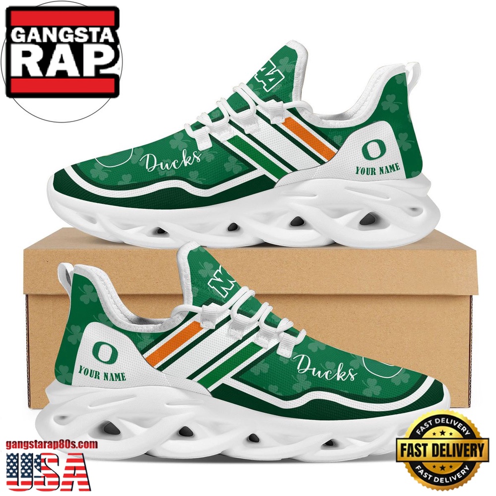 NCAA Custom Name Oregon Ducks Logo Saint Patrick'S Day Unique Design Max Soul Shoes Running Sneakers