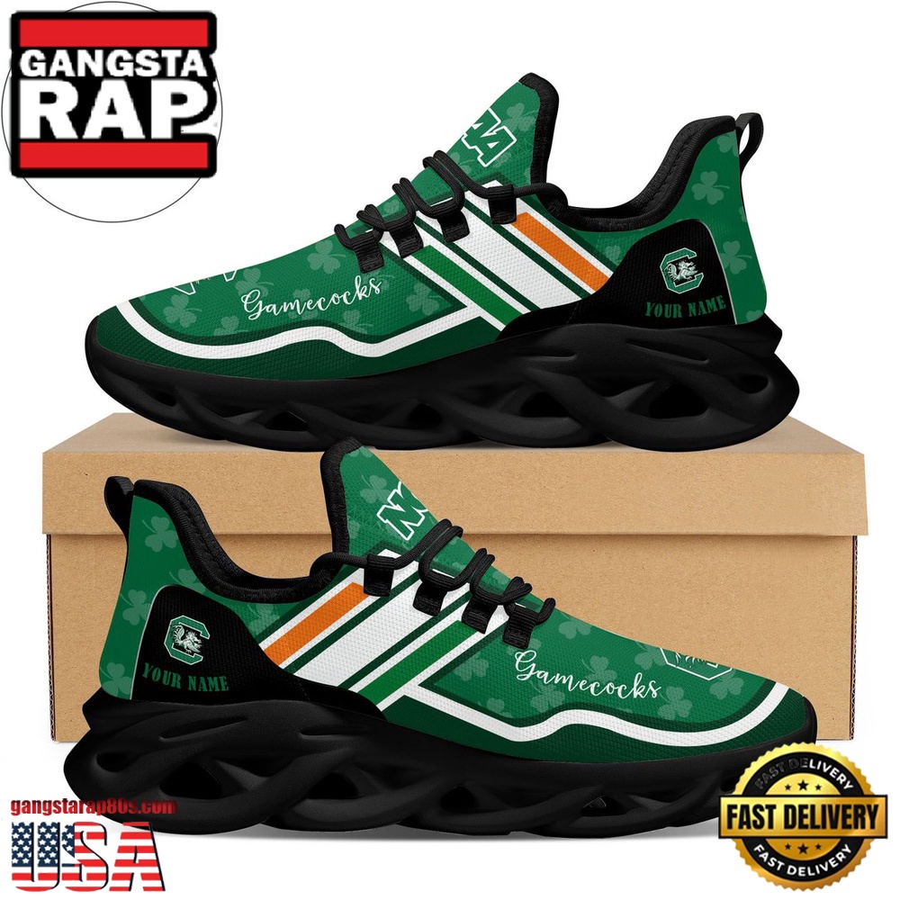 NCAA Custom Name South Carolina Gamecocks Logo Saint Patrick'S Day Unique Design Max Soul Shoes Running Sneakers NCAA Custom Name South Carolina Gamecocks Logo Saint Patrick'S Day Unique Design Max Soul Shoes Running Sneakers