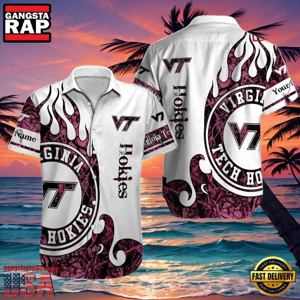 NCAA Custom Name Virginia Tech Hokies Hawaiian Shirt Button Up NCAA Custom Name Virginia Tech Hokies Hawaiian Shirt Button Up