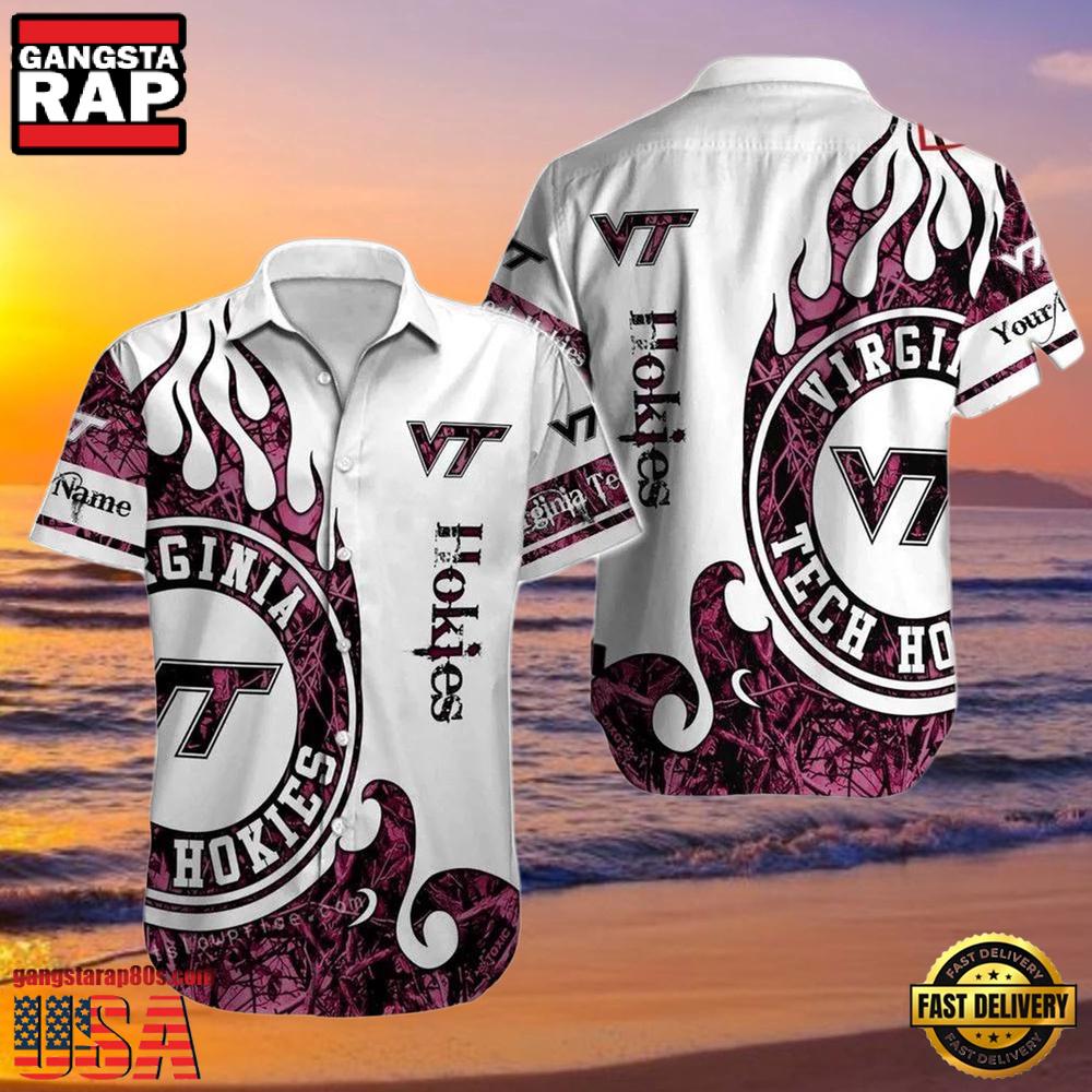 NCAA Custom Name Virginia Tech Hokies Hawaiian Shirt Button Up NCAA Custom Name Virginia Tech Hokies Hawaiian Shirt Button Up