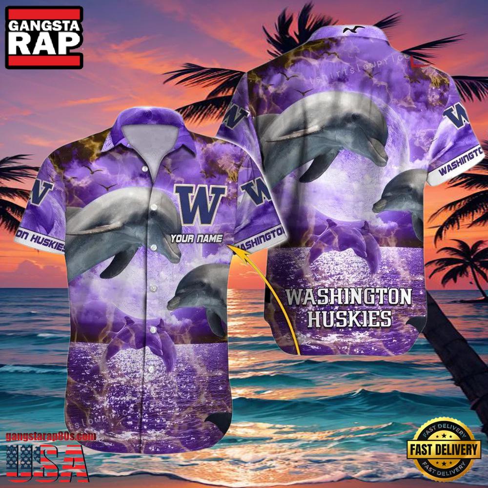 NCAA Custom Name Washington Huskies Hawaiian Shirt Cheap For Men Women NCAA Custom Name Washington Huskies Hawaiian Shirt Cheap For Men Women