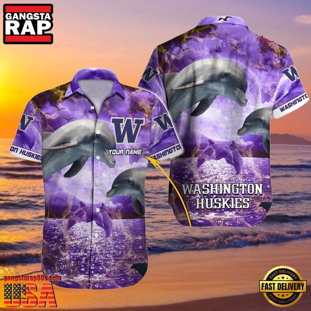 NCAA Custom Name Washington Huskies Hawaiian Shirt Cheap For Men Women NCAA Custom Name Washington Huskies Hawaiian Shirt Cheap For Men Women