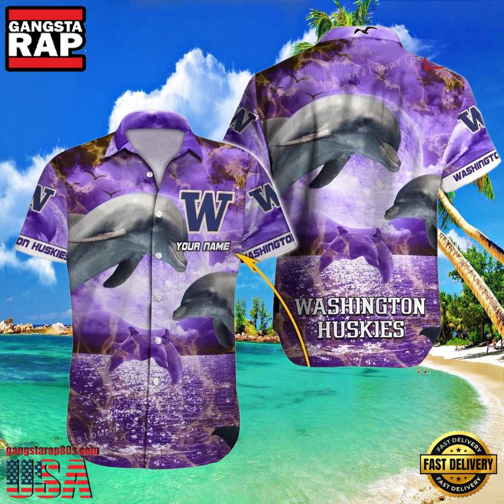 NCAA Custom Name Washington Huskies Hawaiian Shirt Cheap For Men Women