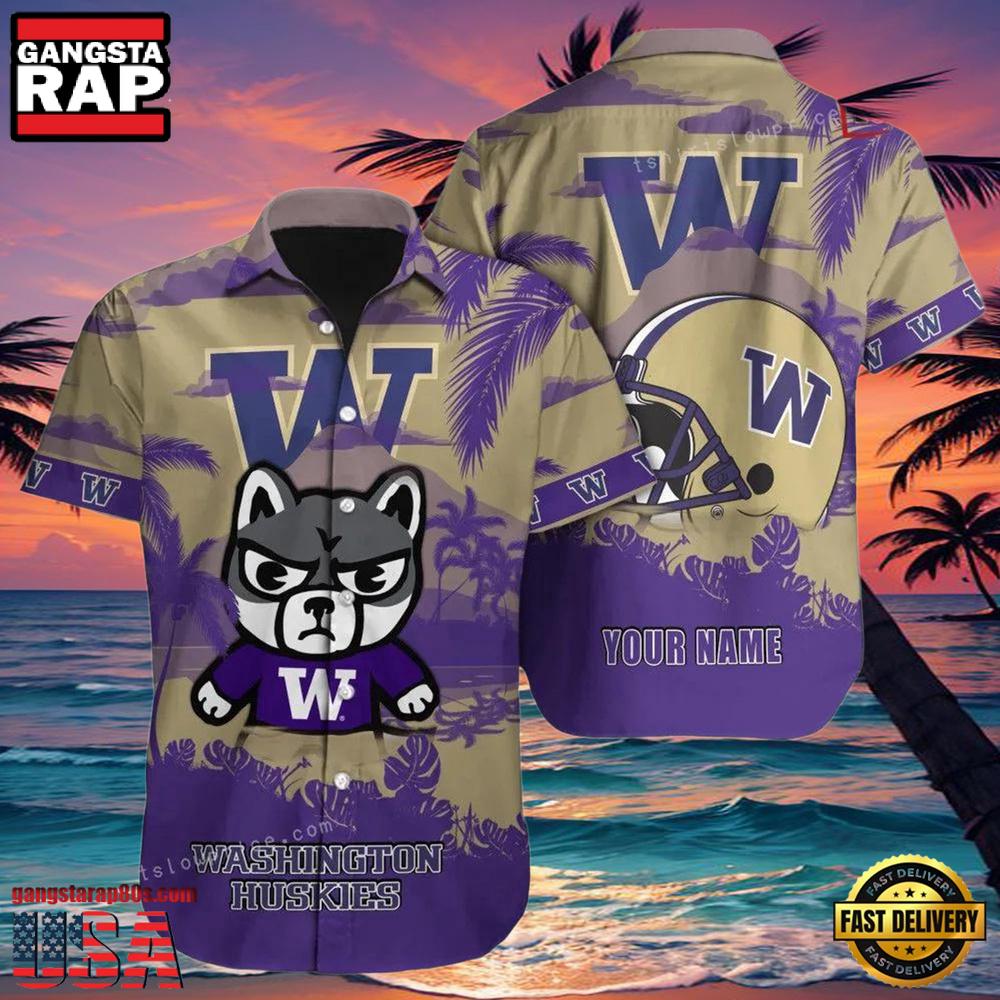NCAA Custom Name Washington Huskies Hawaiian Shirt Man NCAA Custom Name Washington Huskies Hawaiian Shirt Man