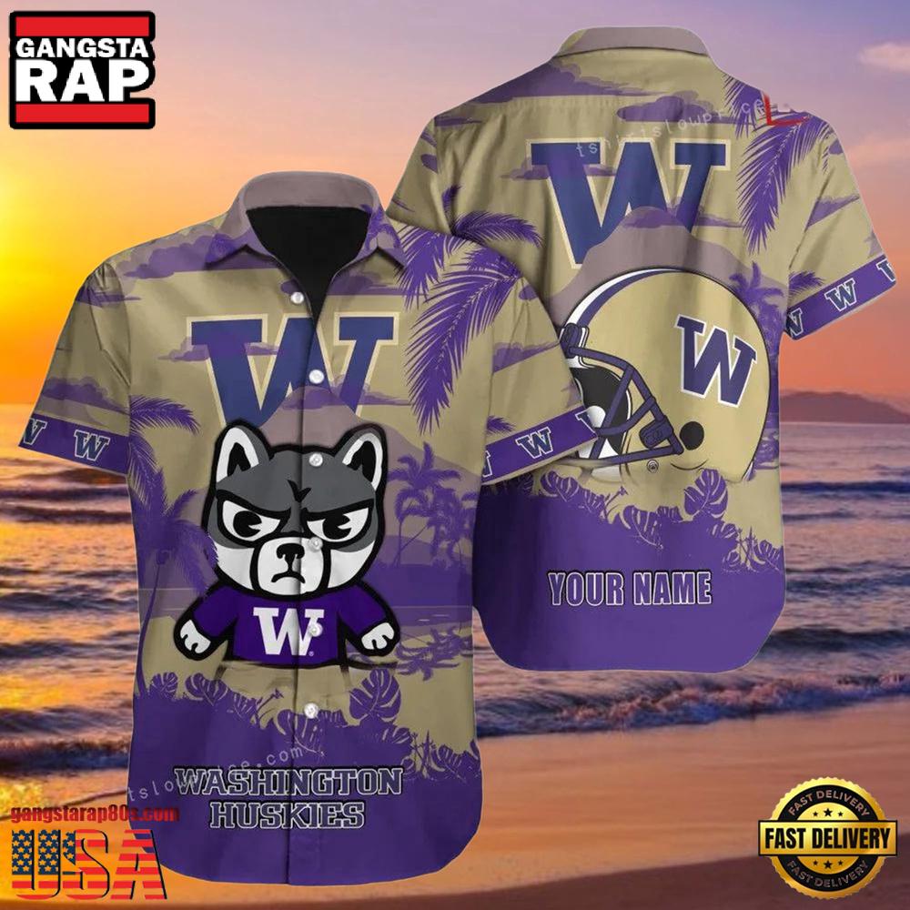 NCAA Custom Name Washington Huskies Hawaiian Shirt Man NCAA Custom Name Washington Huskies Hawaiian Shirt Man