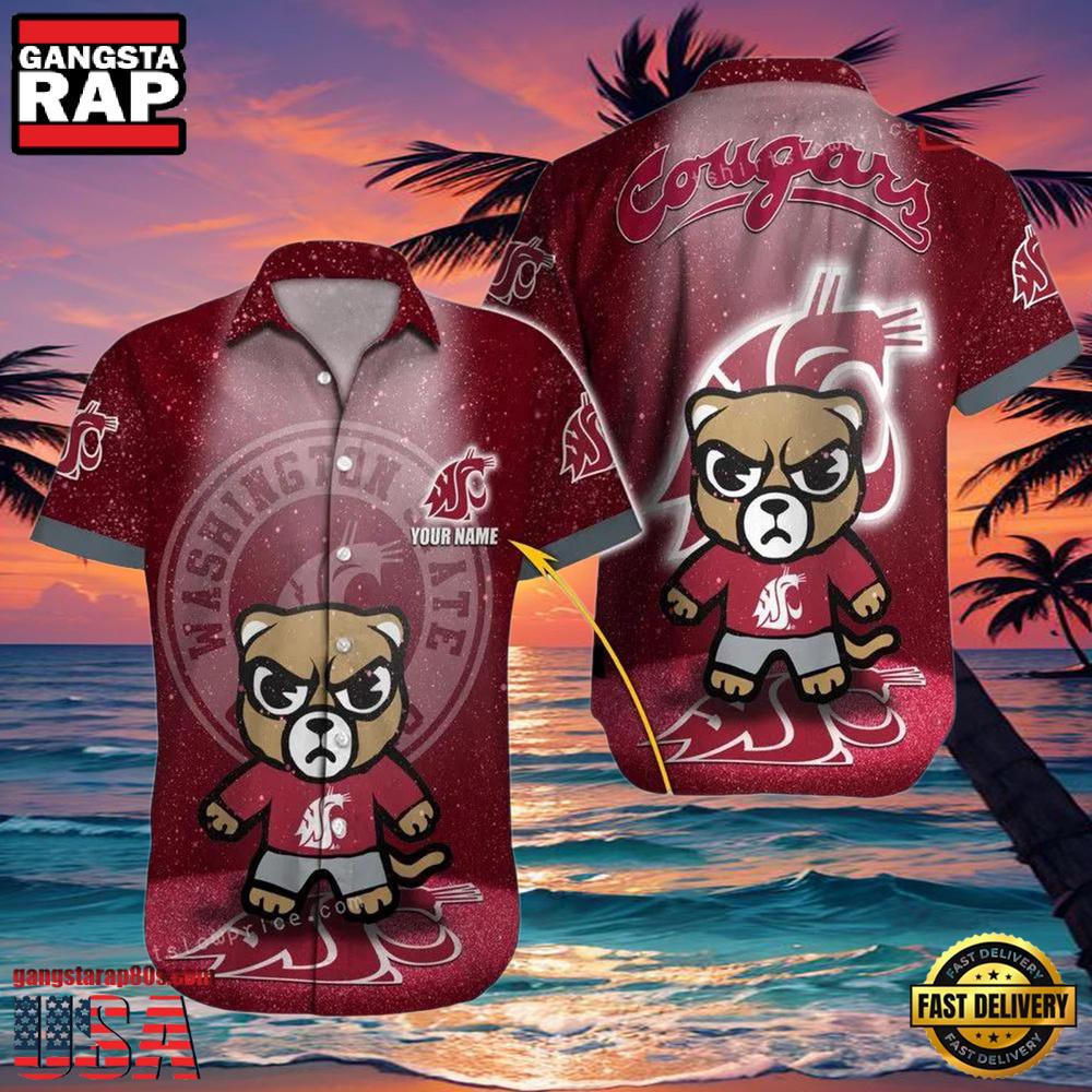 NCAA Custom Name Washington State Cougars Hawaiian Shirt Man NCAA Custom Name Washington State Cougars Hawaiian Shirt Man