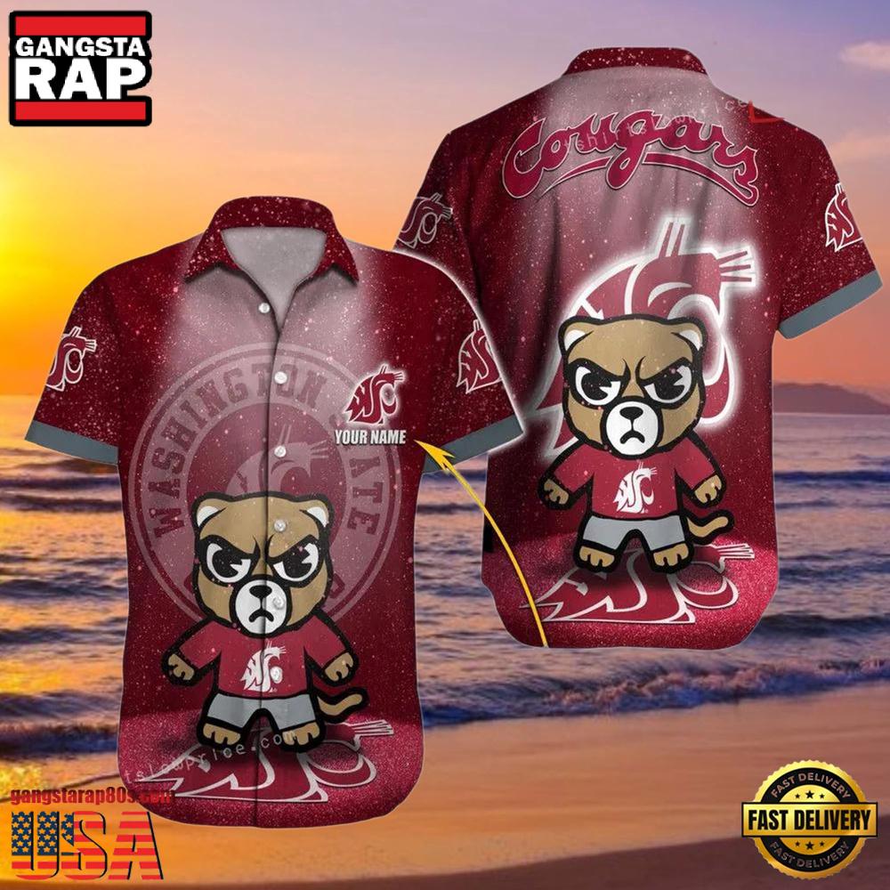 NCAA Custom Name Washington State Cougars Hawaiian Shirt Man NCAA Custom Name Washington State Cougars Hawaiian Shirt Man