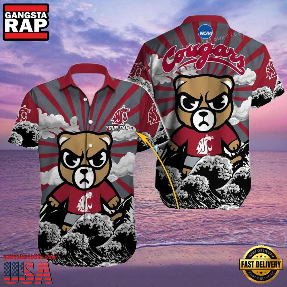 NCAA Custom Name Washington State Cougars Hawaiian Shirt Outfit