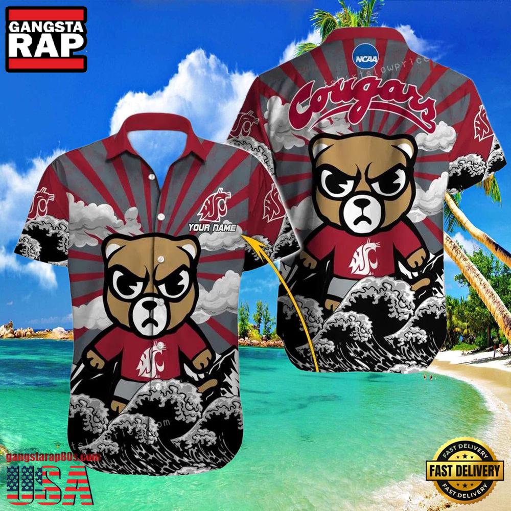 NCAA Custom Name Washington State Cougars Hawaiian Shirt Outfit