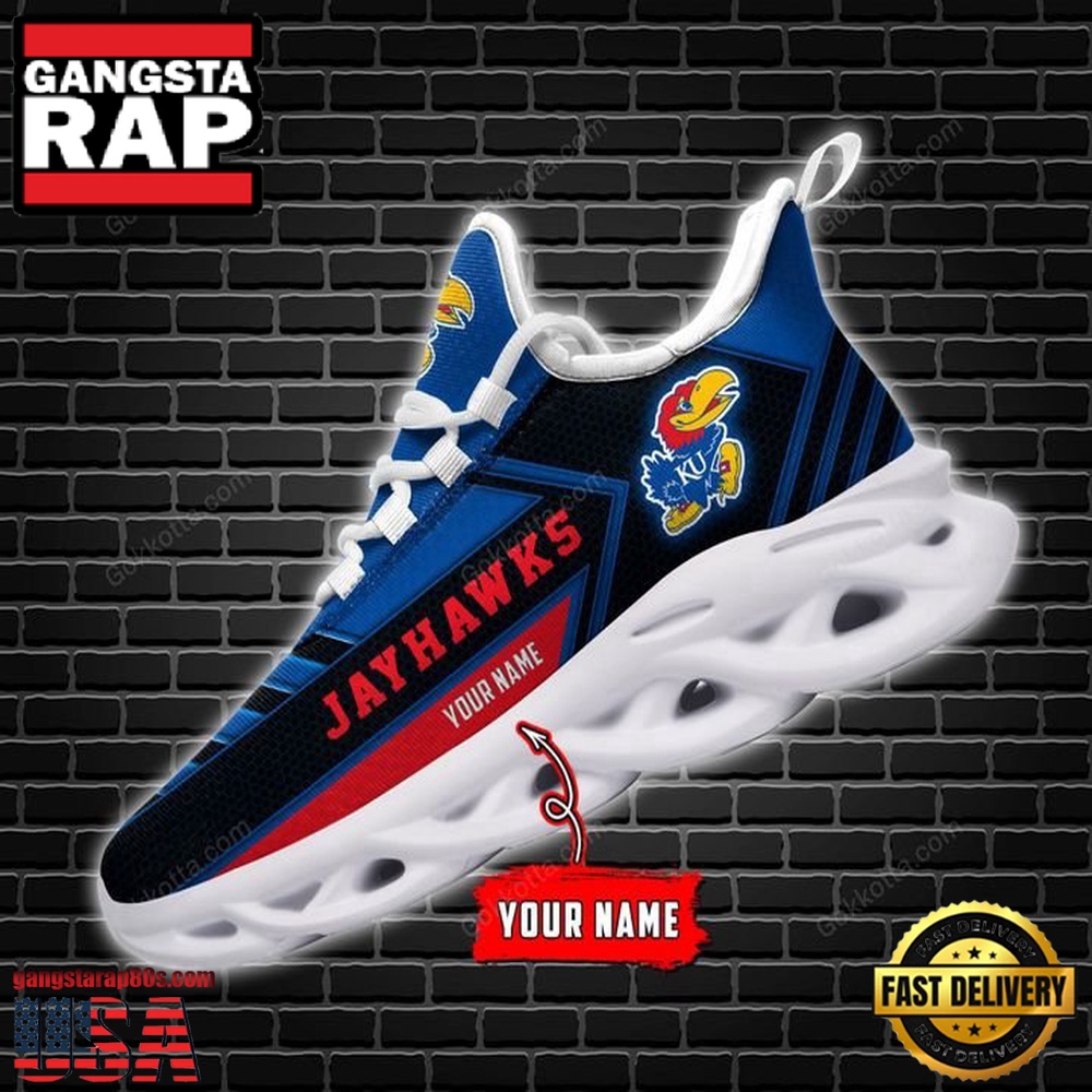 NCAA [Hot Sale] Kansas Jayhawks Custom Name Unique Design Max Soul Shoes Running Sneakers