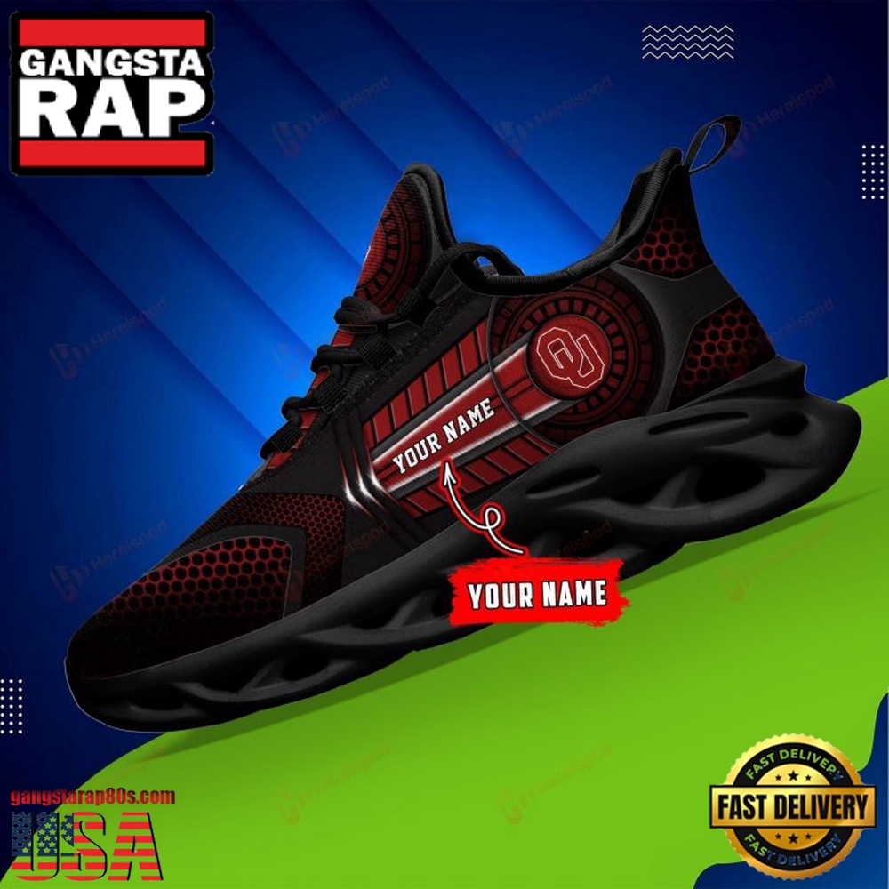 NCAA [Hot Sale] Oklahoma Sooners Custom Name Unique Design Max Soul Shoes Running Sneakers