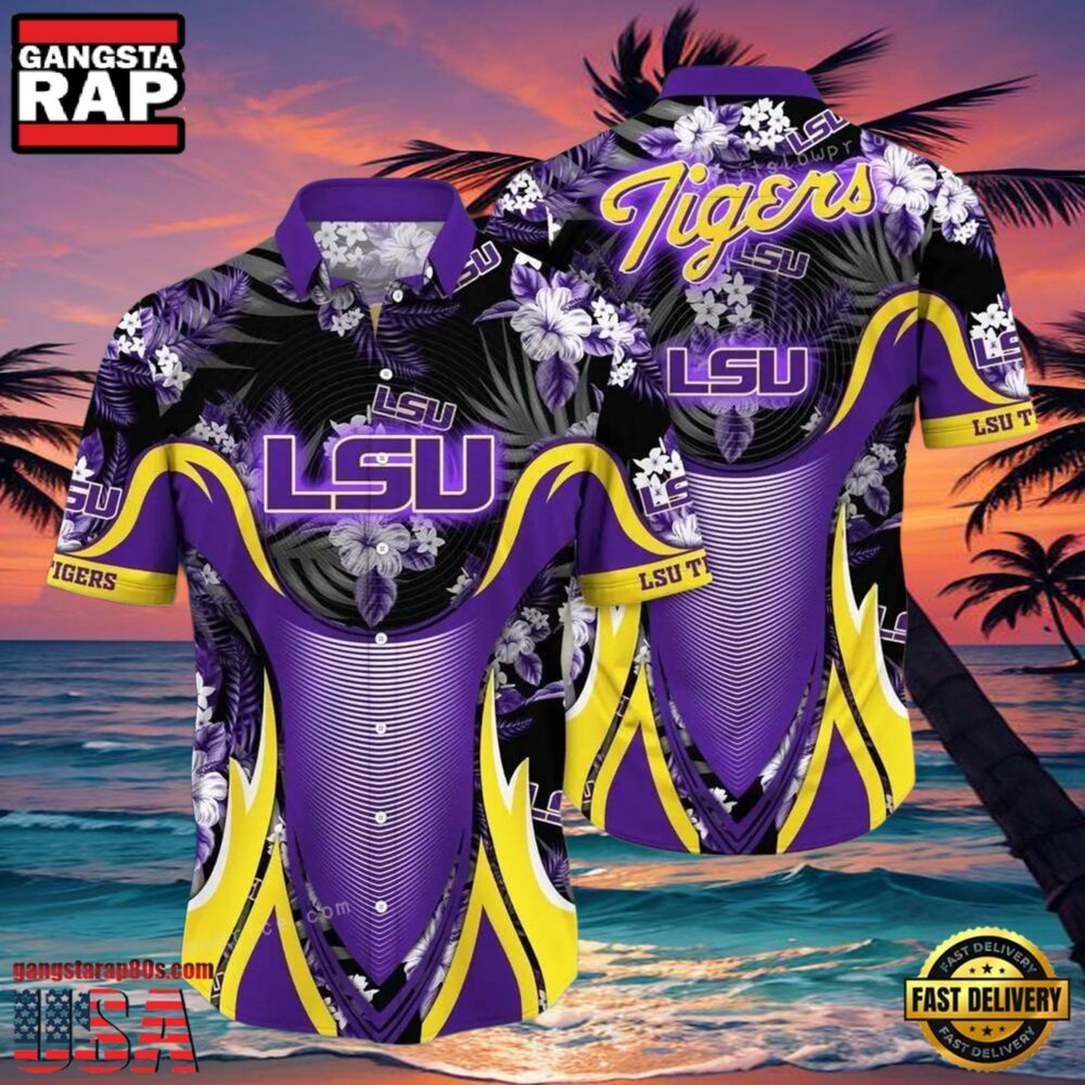 NCAA Lsu Tigers Flower Hawaiian Shirt 3D Shirt, Lsu Tigers Football Fathers Day Gifts NCAA Lsu Tigers Flower Hawaiian Shirt 3D Shirt, Lsu Tigers Football Fathers Day Gifts