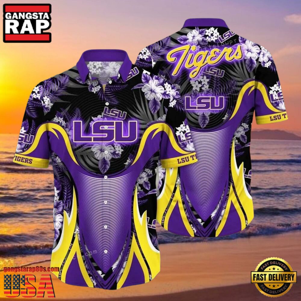 NCAA Lsu Tigers Flower Hawaiian Shirt 3D Shirt, Lsu Tigers Football Fathers Day Gifts NCAA Lsu Tigers Flower Hawaiian Shirt 3D Shirt, Lsu Tigers Football Fathers Day Gifts