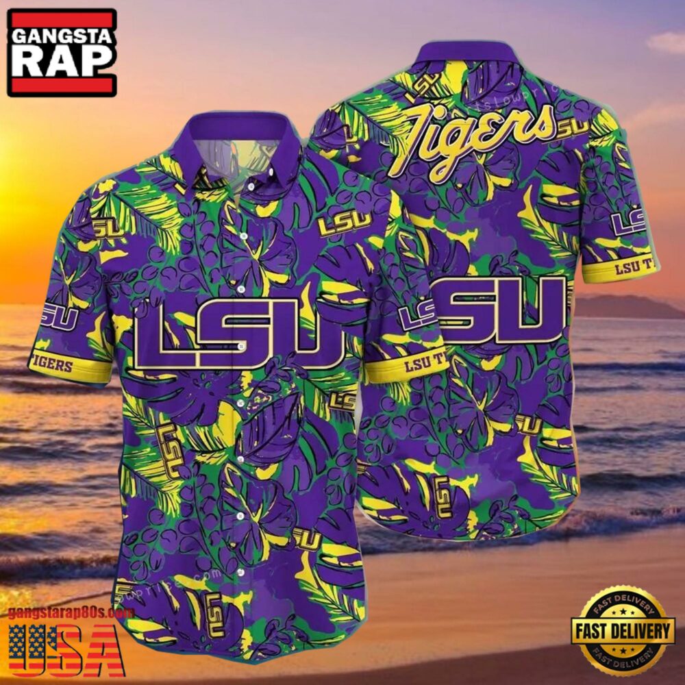 NCAA Lsu Tigers Flower Hawaiian Shirt Outfit 3D Shirt, Lsu Tigers Football Gifts For Him NCAA Lsu Tigers Flower Hawaiian Shirt Outfit 3D Shirt, Lsu Tigers Football Gifts For Him