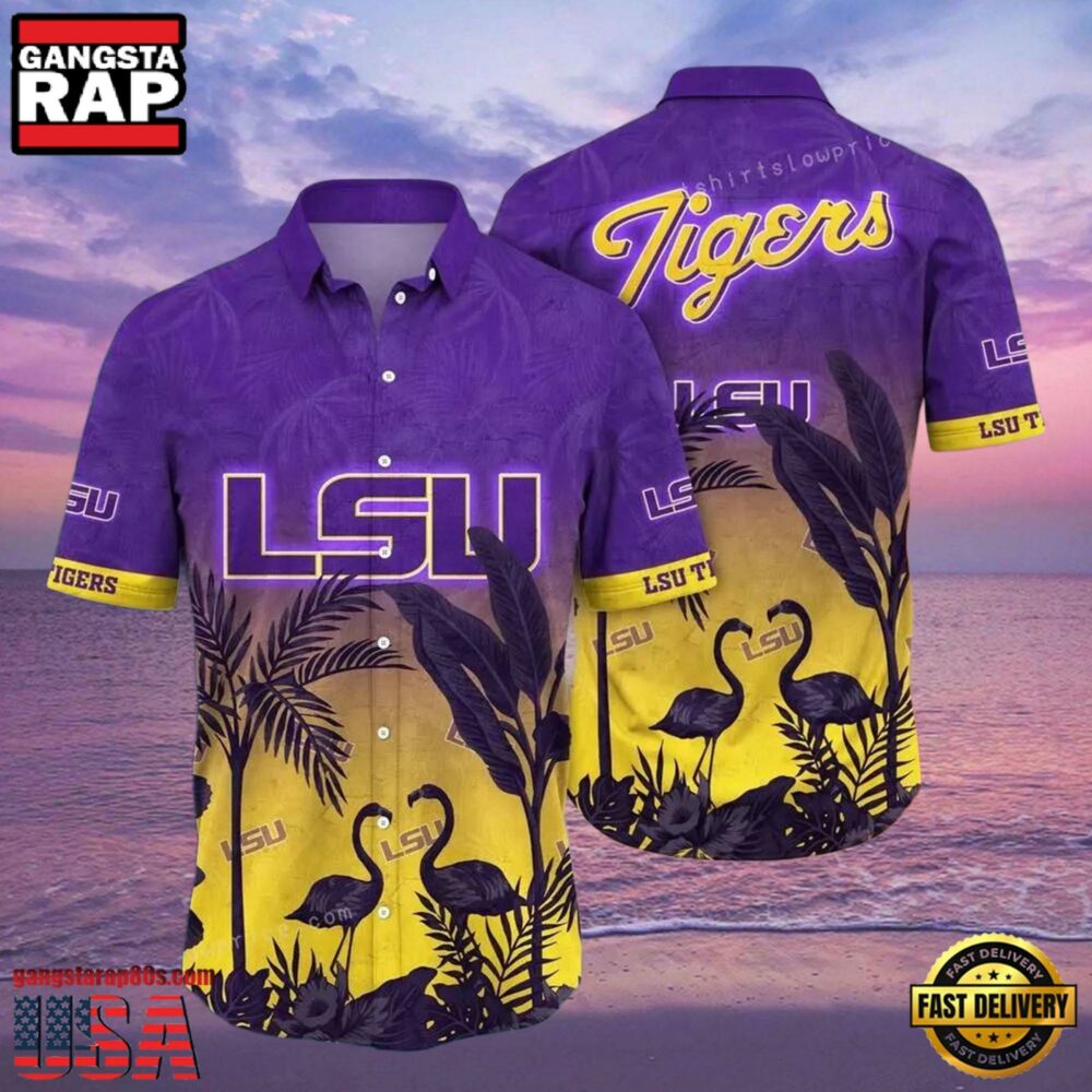 NCAA Lsu Tigers Flower Hawaiian Shirt Outfit 3D Shirt, Lsu Tigers Football Gifts For Men