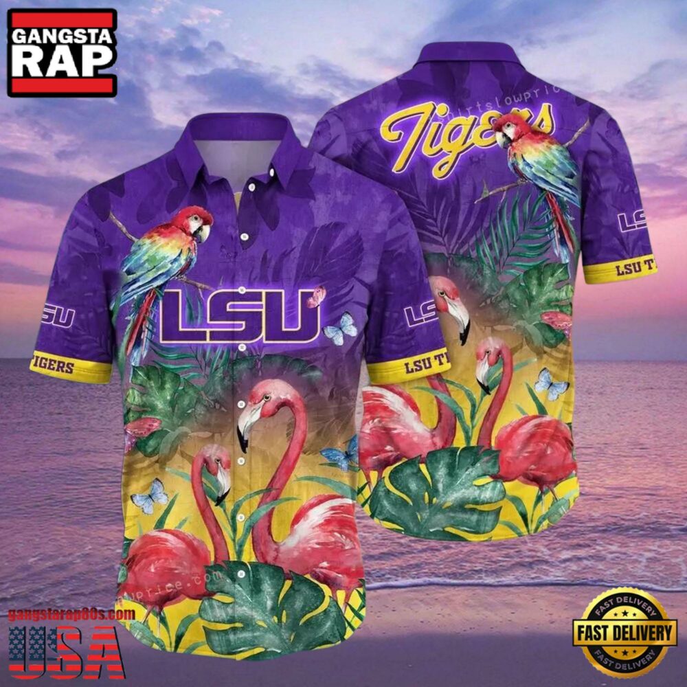 NCAA Lsu Tigers Flower Hawaiian Shirt Outfit 3D Shirt, Lsu Tigers Football Gifts