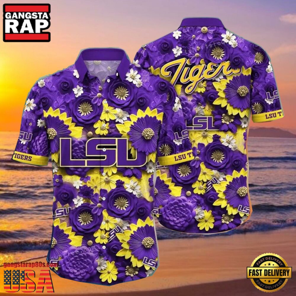 NCAA Lsu Tigers Flower Hawaiian Shirt Outfit 3D Shirt, Lsu Tigers Gifts For Men Women NCAA Lsu Tigers Flower Hawaiian Shirt Outfit 3D Shirt, Lsu Tigers Gifts For Men Women