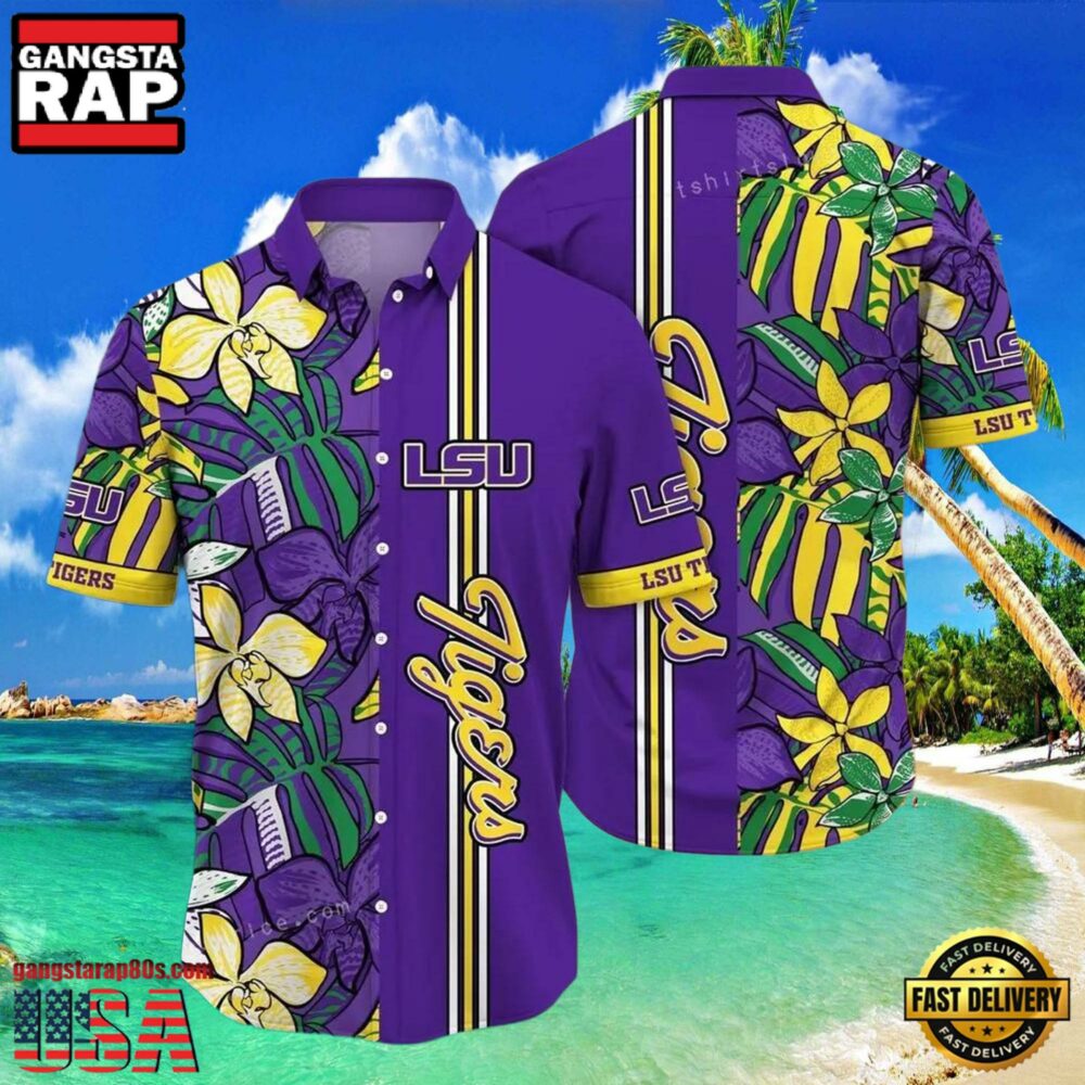NCAA Lsu Tigers Flower Hawaiian Shirt Outfit 3D Shirt, Lsu Tigers Gifts