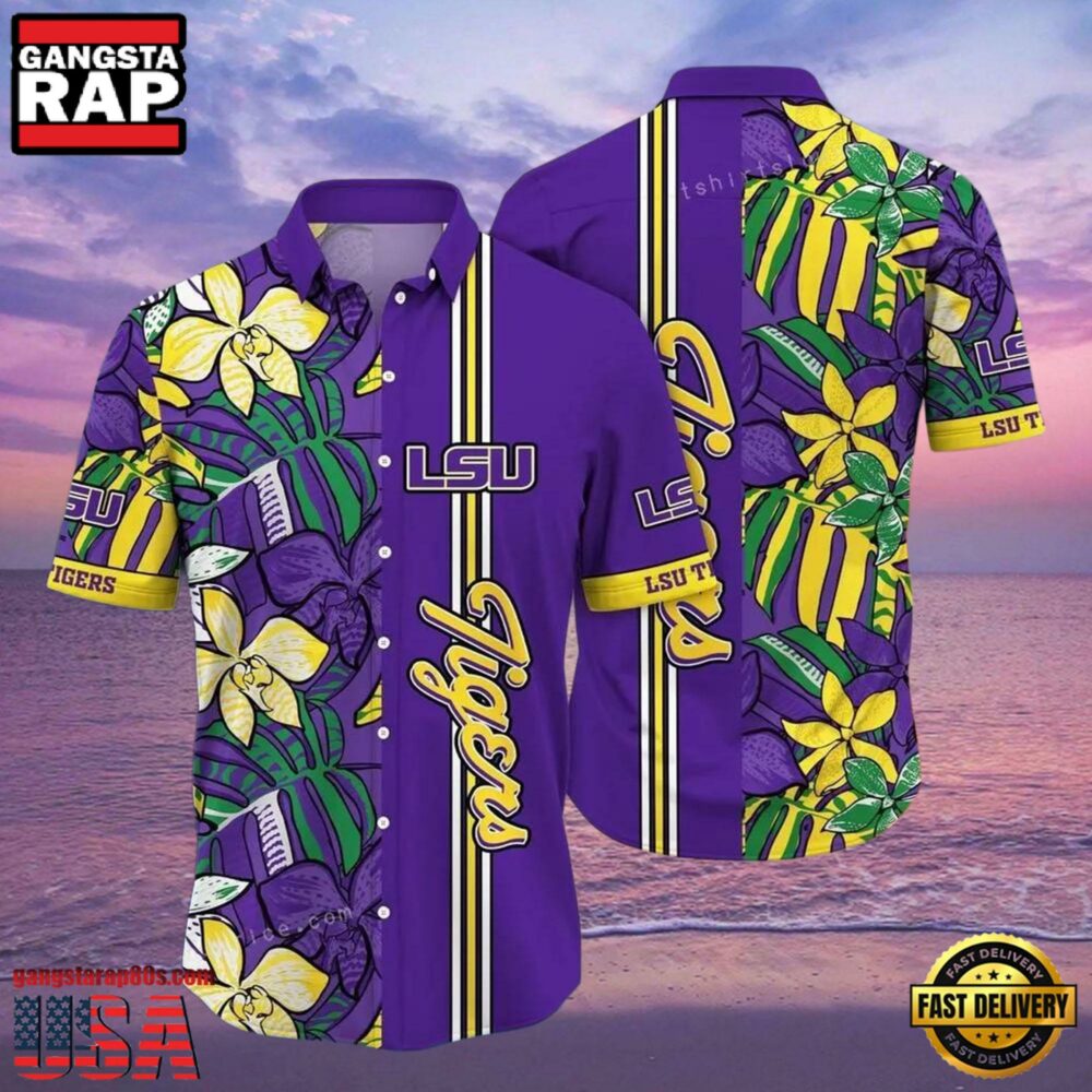 NCAA Lsu Tigers Flower Hawaiian Shirt Outfit 3D Shirt, Lsu Tigers Gifts