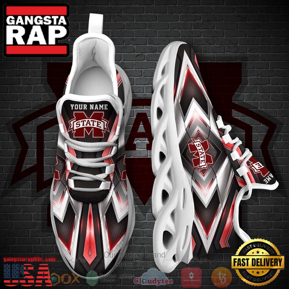 NCAA Mississippi State Bulldogs Football Team Custom Name Clunky Unique Design Max Soul Shoes Running Sneakers