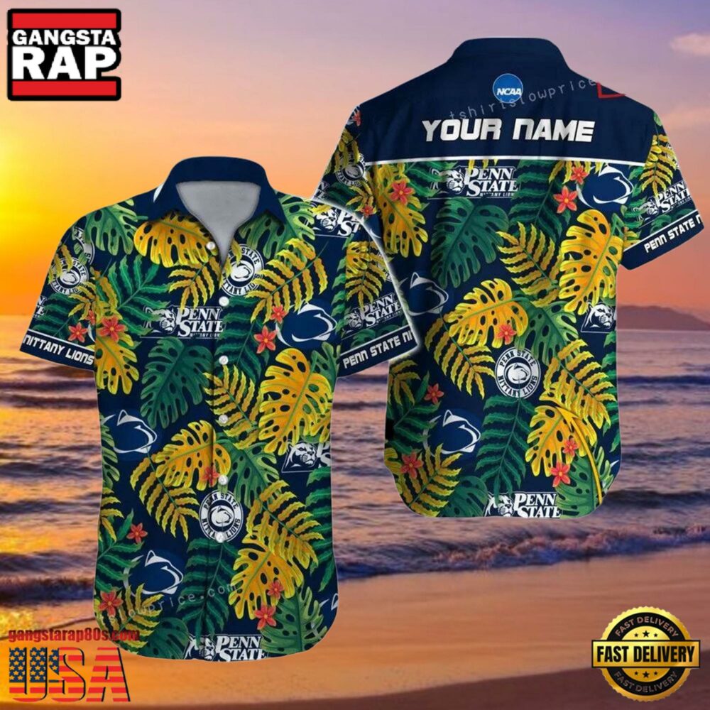 NCAA Penn State Nittany Lions Hawaiian Shirt Print Custom Name Aloha Hawaiian Shirt NCAA Penn State Nittany Lions Hawaiian Shirt Print Custom Name Aloha Hawaiian Shirt