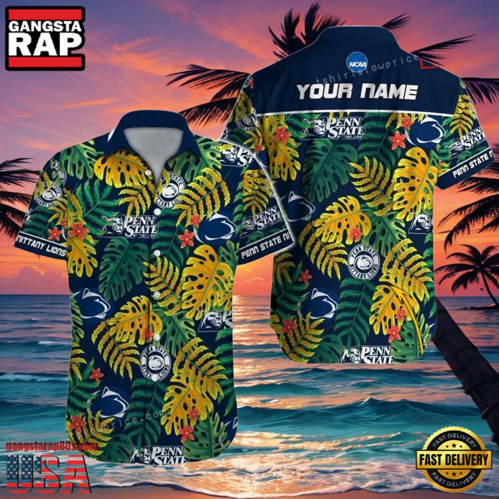 NCAA Penn State Nittany Lions Hawaiian Shirt Print Custom Name Aloha Hawaiian Shirt NCAA Penn State Nittany Lions Hawaiian Shirt Print Custom Name Aloha Hawaiian Shirt