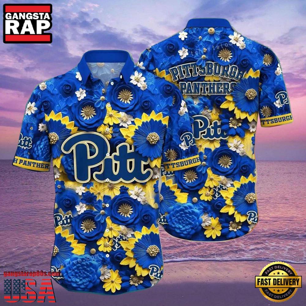 NCAA Pittsburgh Panthers Flower Hawaiian Shirt 3D Shirt