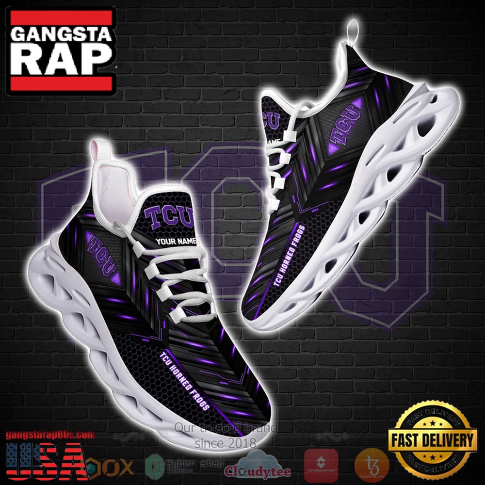 NCAA Tcu Horned Frogs Ncaa Custom Name Clunky Unique Design Max Soul Shoes Running Sneakers