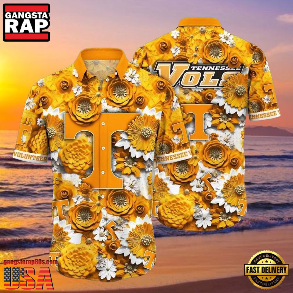NCAA Tennessee Volunteers Flower Hawaiian Shirt 3D Shirt NCAA Tennessee Volunteers Flower Hawaiian Shirt 3D Shirt