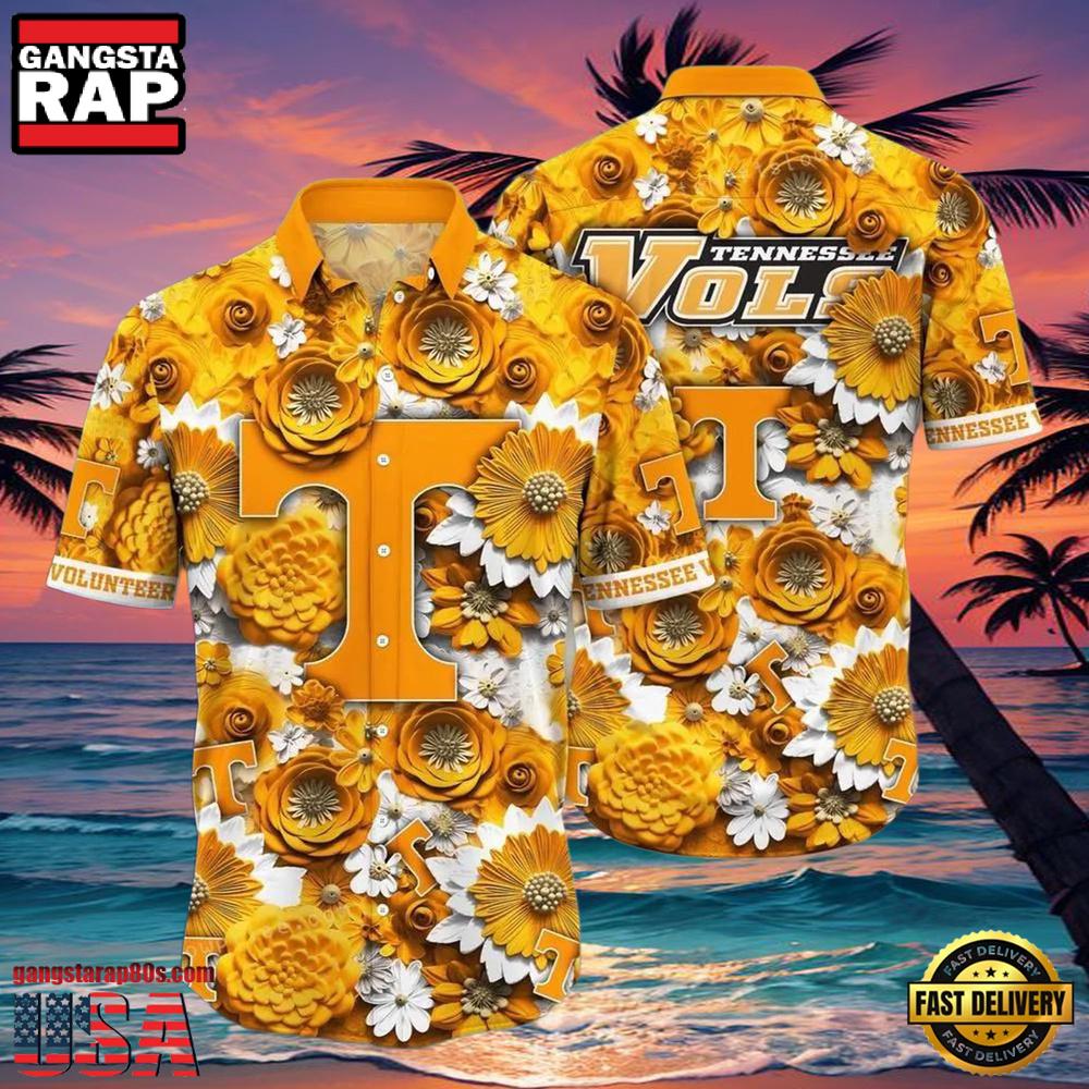 NCAA Tennessee Volunteers Flower Hawaiian Shirt 3D Shirt NCAA Tennessee Volunteers Flower Hawaiian Shirt 3D Shirt