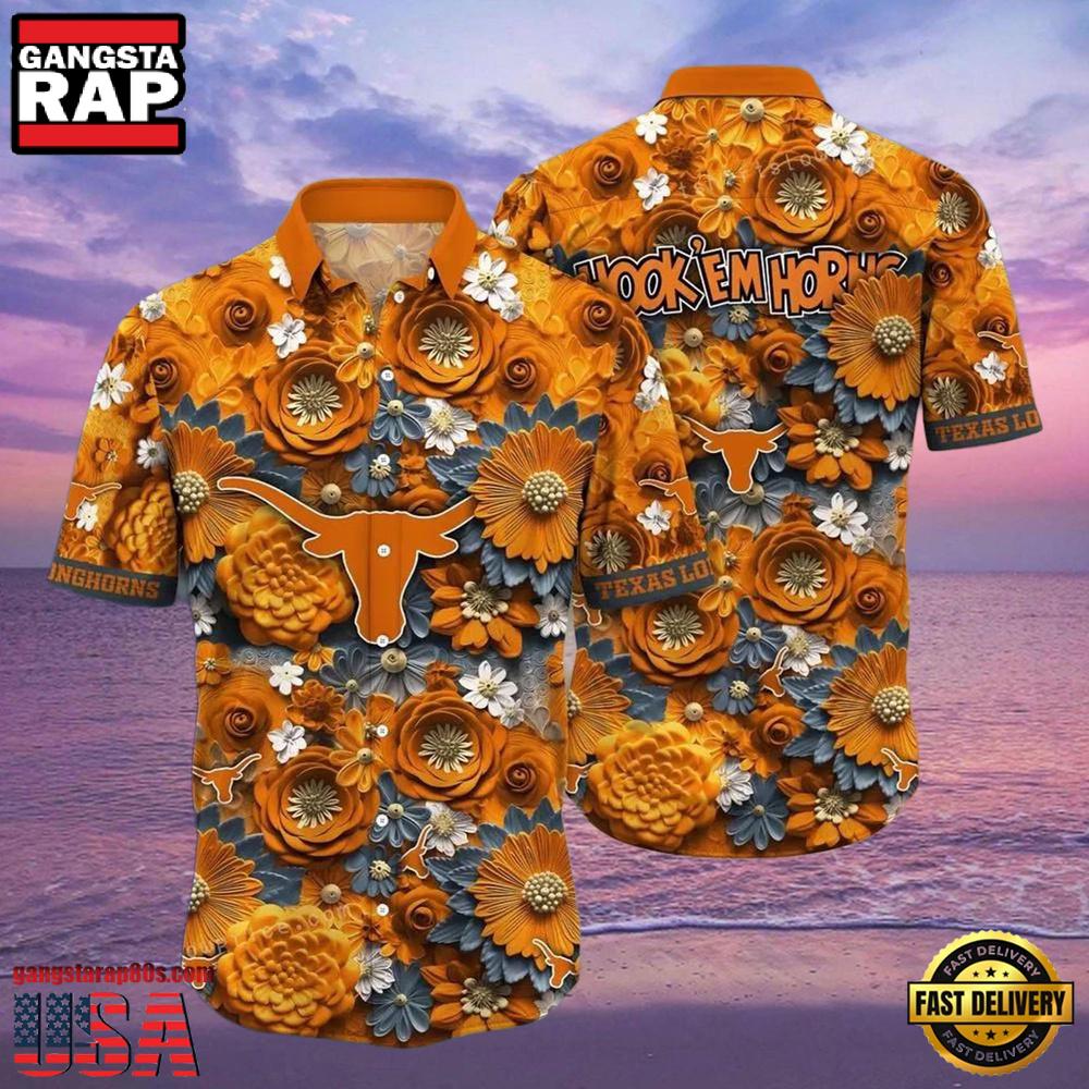 NCAA Texas Longhorns Flower Hawaiian Shirt Outfit 3D Shirt