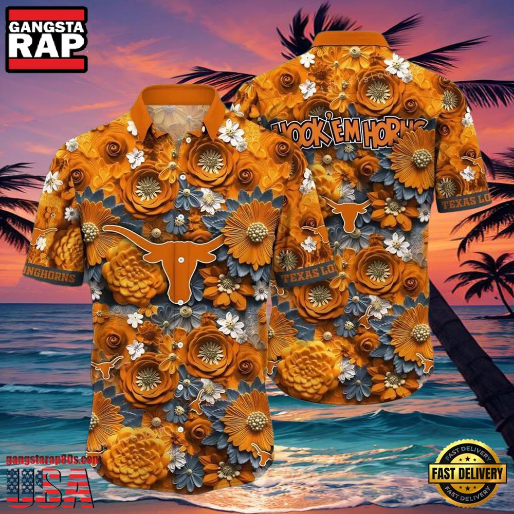 NCAA Texas Longhorns Flower Hawaiian Shirt Outfit 3D Shirt