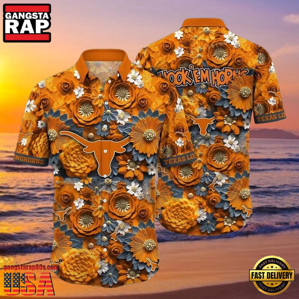 NCAA Texas Longhorns Flower Hawaiian Shirt Outfit 3D Shirt