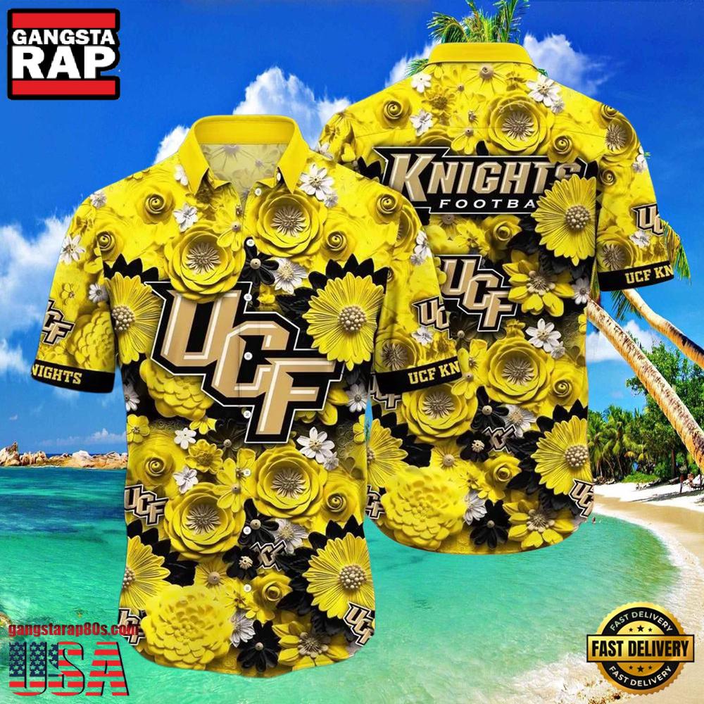 NCAA Ucf Knights Flower Button Up Hawaiian Shirt 3D Shirt