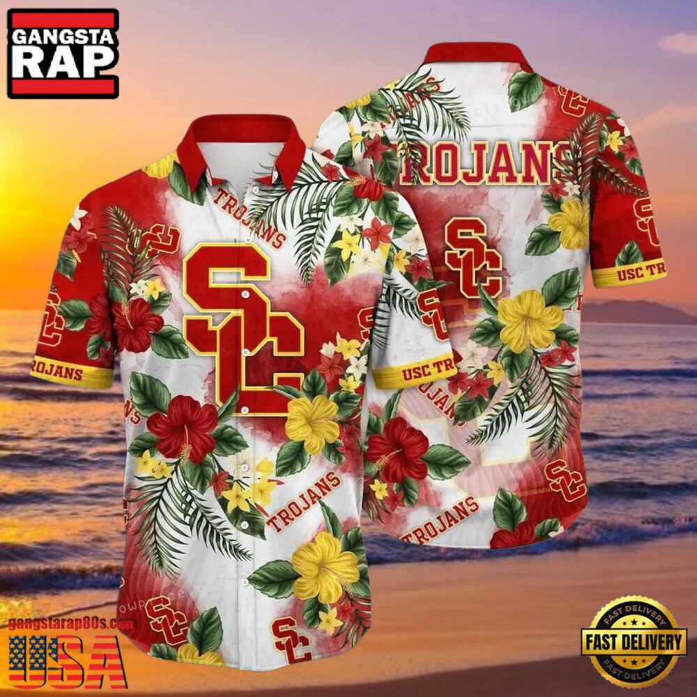 NCAA Usc Trojans Flower Hawaiian Shirt 3D Shirt, Usc Trojans Football Gifts For Men NCAA Usc Trojans Flower Hawaiian Shirt 3D Shirt, Usc Trojans Football Gifts For Men