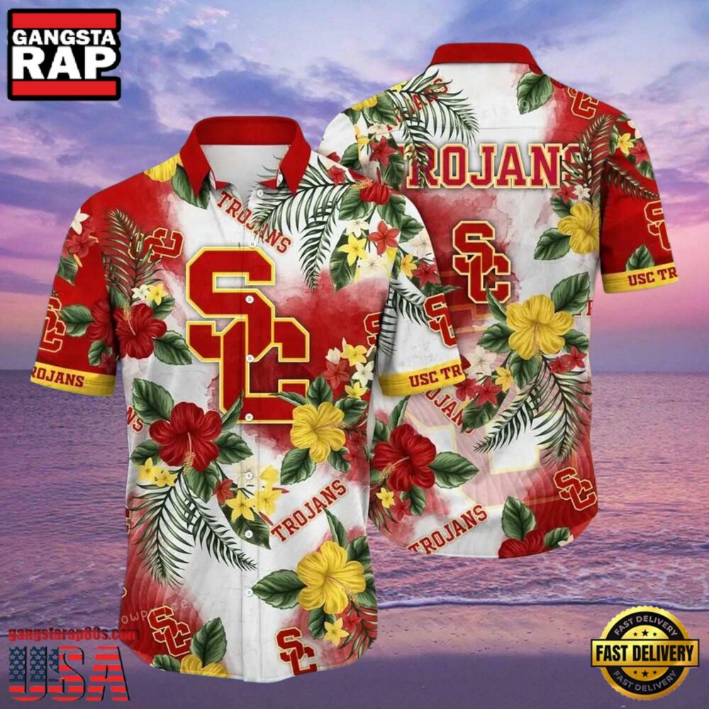 NCAA Usc Trojans Flower Hawaiian Shirt 3D Shirt, Usc Trojans Football Gifts For Men.jpgGroup
