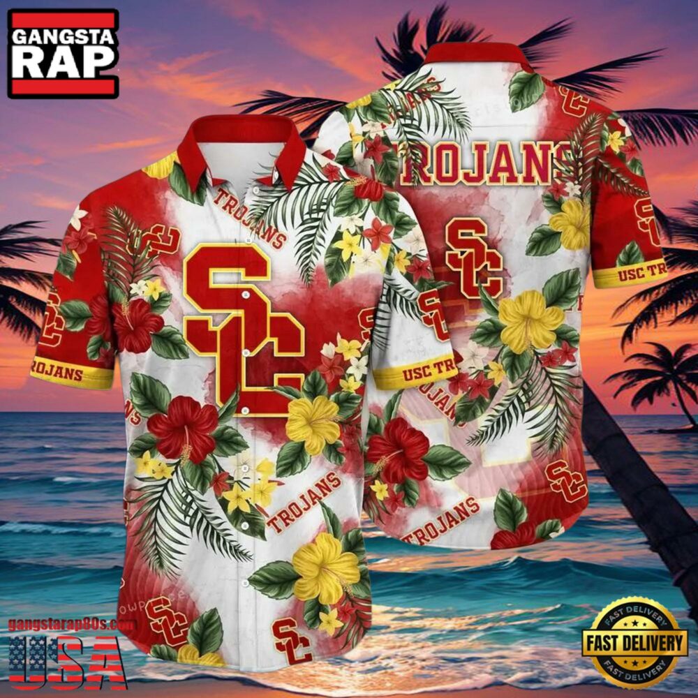 NCAA Usc Trojans Flower Hawaiian Shirt 3D Shirt, Usc Trojans Football Gifts For Men NCAA Usc Trojans Flower Hawaiian Shirt 3D Shirt, Usc Trojans Football Gifts For Men