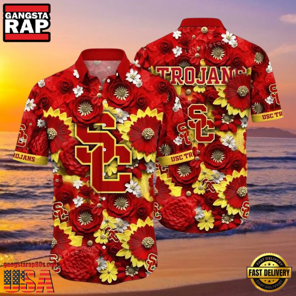 NCAA Usc Trojans Flower Hawaiian Shirt Outfit 3D Shirt, Usc Trojans Football Gift Ideas NCAA Usc Trojans Flower Hawaiian Shirt Outfit 3D Shirt, Usc Trojans Football Gift Ideas